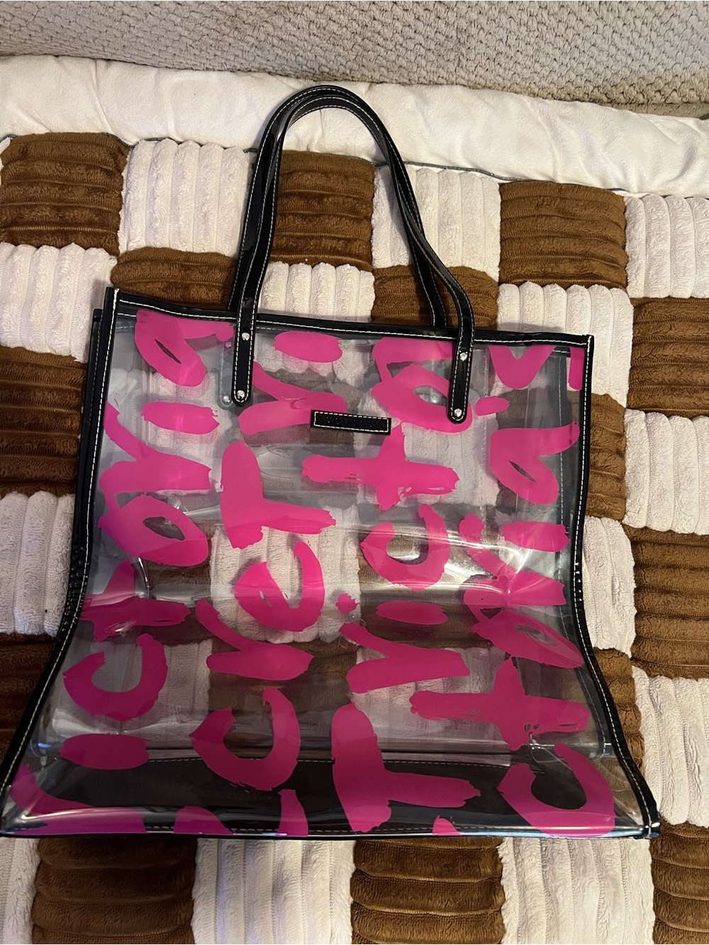 Victoria’s Secret Pink and Black Clear Tote VGUC!